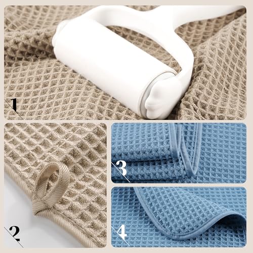Image of POLYTE 430 GSM Microfiber Oversize Quick Dry Lint Free Bath Towel, 60 x 30 in, 4 Pack (Waffle Weave)