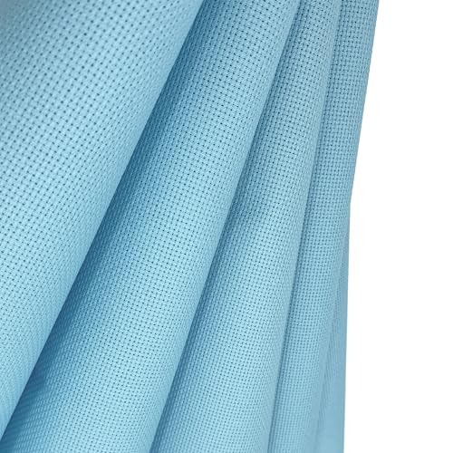 Image of 14CT Aida Cloth - 30x35 Inch Cross Stitch Fabric for Embroidery, Pre-Cut Needlework Material, Acid-Free, Durable Weave(Light Blue)