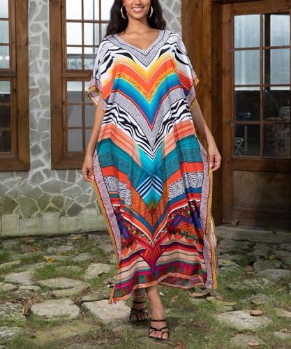 Image of NFVNKJ Women's Plus Size Beach Lounge Kaftan Maxi Dress Swimsuit Coverup for Women