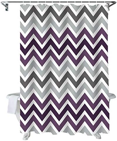 Chevron Shower Curtains Sets Multicolor Zig Zag Purple and Grey Bath Curtain Waterproof Fabric Abstract Geometric Bathroom Curtains for Bathtub Decor 72x72Inches