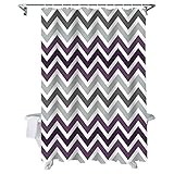 Chevron Shower Curtains Sets Multicolor Zig Zag Purple and Grey Bath Curtain Waterproof Fabric Abstr