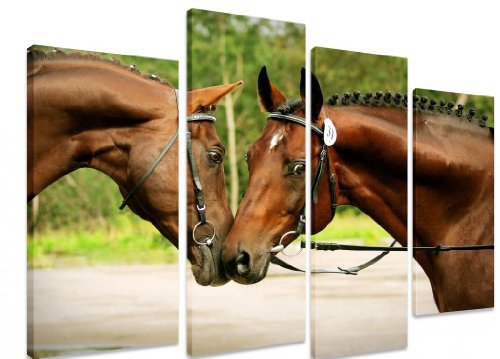 Imagen  Panel de multi Split lienzo arte arte  Dos caballos junto animales  Depot Outlet  4  Panel 101 x 71 cm (40 "X28")