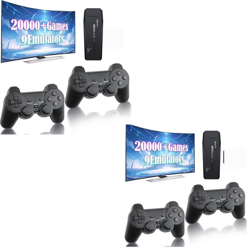 Drumstone Buy ONE GET ONE Retro Game Console, Retro Game Stick,2024 Upgrade Plug and Play Video Game Console Built-in 25100+Games,4K HDMI Output,15 Classic Emulators, Dual 2.4G Wireless Controllers