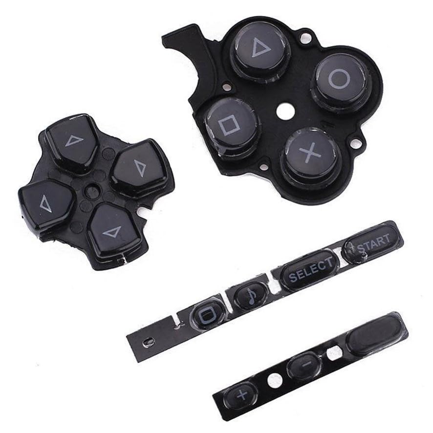 Genérico Pulsanti di Ricambio compatibili con Sony PSP 3000 30004 Nero Contatto in Gomma Nera
