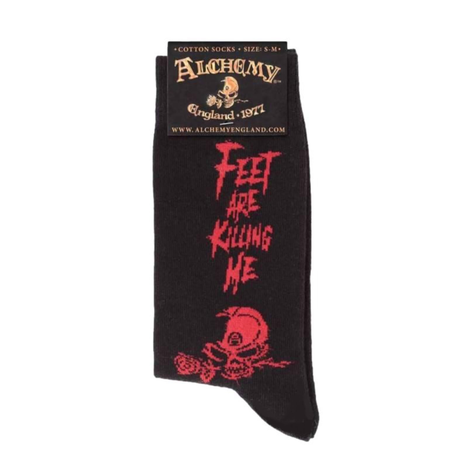 Alchemy Socks Feet Killing Me Gothic Grunge Punk Skull Quirky Funny, Black, S-M