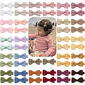CÉLLOT Baby Hair Clips 50PCS Baby Girls Fully Lined Baby Bows Hair Pins Tiny 2″ Hair Bows Alligator Clips for Baby Girls Infants Toddlers in Pairs