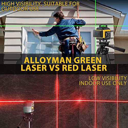 Alloyman 16 Line Laser Level, Self Leveling 4X360° Green Laser Level With 2Pcs Rechargeable Lithium Batteries/Wall Mount/Remote Control For Indoor And Outdoor Building Renovation Work #TOP3
