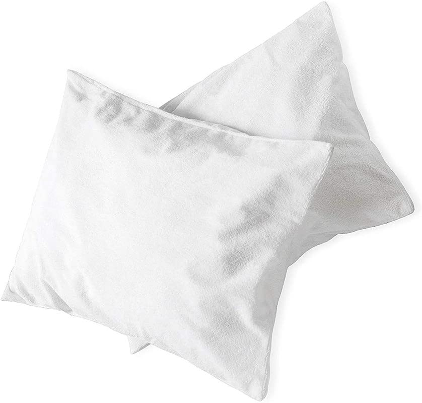 Image of Waterproof Zippered Pillow Encasement - White Pillow Protectors Terry Cotton - 12 x 16 Inch
