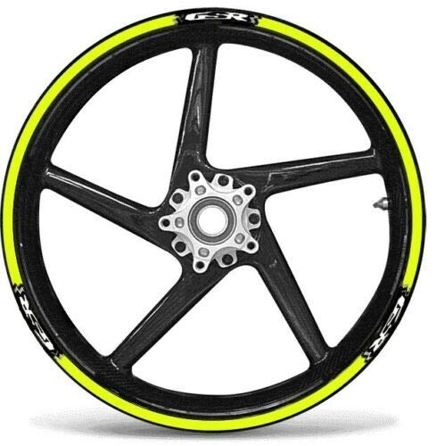 Labelbike - Kit Strisce Adesive Moto Per Cerchi 17 Ruote Compatibile Con Suzuki Gsr - Giallo Fluo