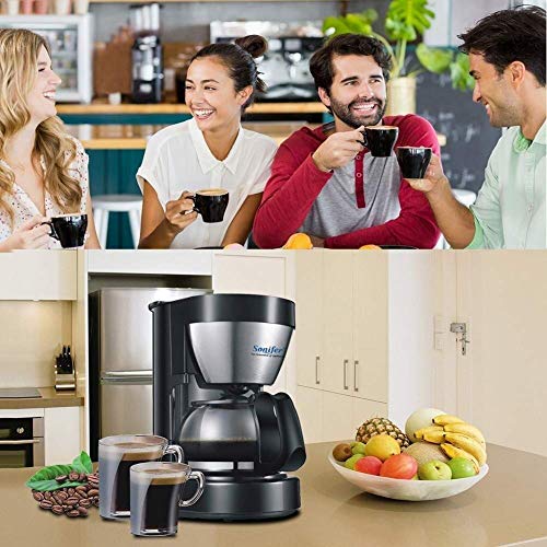 AYDQC 6 Tazas de café, cafetera programable con Jarra de Vidrio, máquina de café de Goteo de Acero Inoxidable con… - Imagen 4