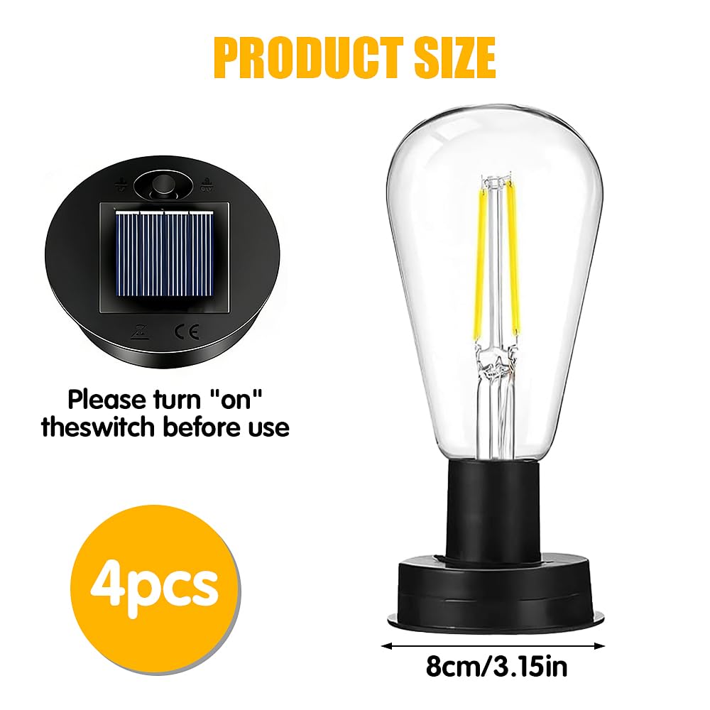 4 Piezas Luz Solar de Repuesto, 8,5cm Lámparas Solares de Repuesto, Accesorios de Repuesto Luz Solar, para Luces Colgantes Aire Libre Patio, Decoración de Jardín