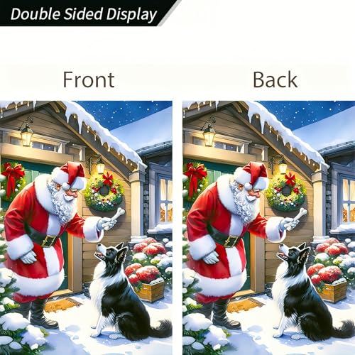 Image of BlissYard Christmas Santa and Dog Garden Flag 12x18 Inch Polyester