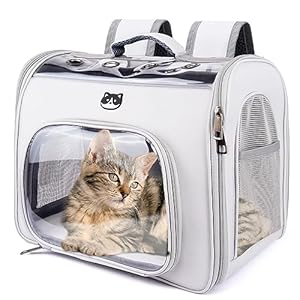 Onebarleycorn Mochila Transportin Gato Perro, Mochila Gatos Transporte Mochilas Mascotas Paseo Mochila para Gatos y Perros Pequeños, Carga Máxima 10 kg
