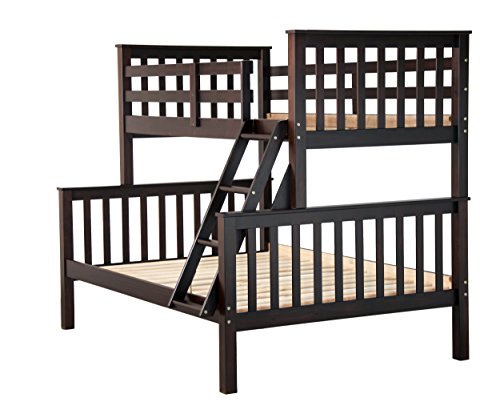 100% Solid Wood Mission Twin Over Full Bunk Bed By Palace Imports 4146, Java #TOP2