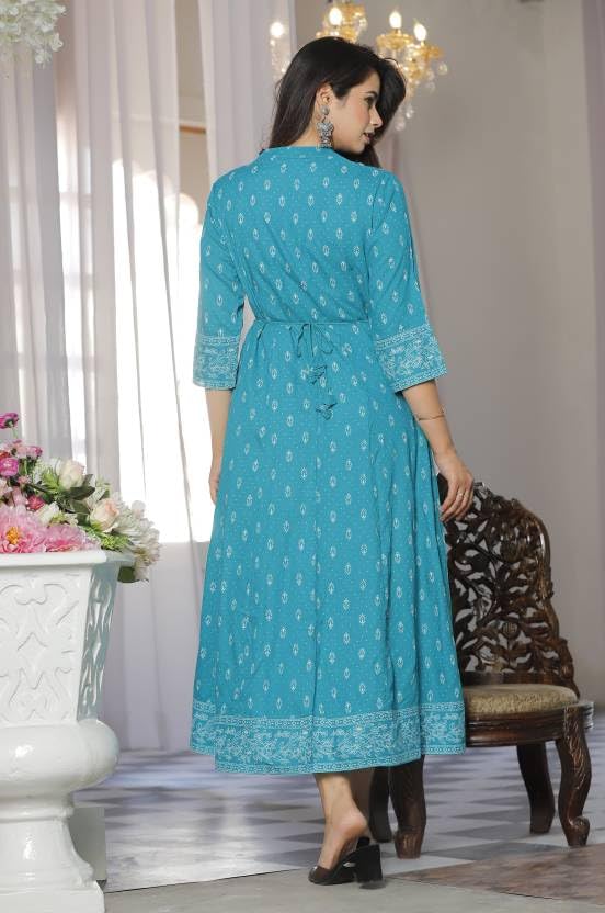 Image of Krishna Garments Jaipur's Sanganeri Women's Viscose Rayon Anarkali Kurta with Beautiful Chikan Embroidery Work If You wear This, Your Look Will Very Good