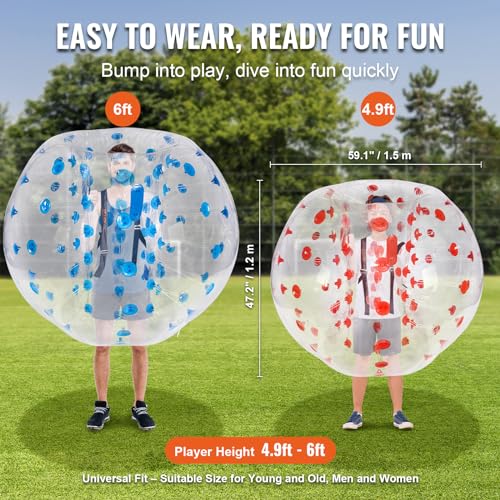VEVOR Inflatable Bumper Ballѕ 2 Packs; 2FT/3FT/4FT/5FT Body Size Adult Human Bubble Ballѕ, Bumper Bubble Soccer Ballѕ for Teens/Adults