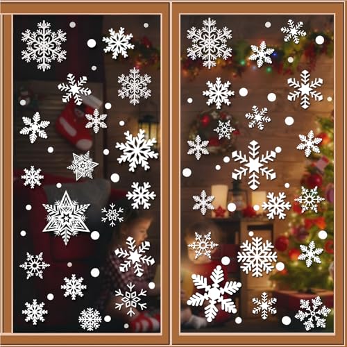 449PCS+ Christmas White Snowflakes Window Clings Decal Stickers Ornaments for