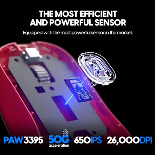 Image of Pulsar Gaming Gears - X2H eS Wireless Gaming Mouse, Limited Edition, Symmetrical, Optical Switch, OLED Display, Driverless, PAW3395 Sensor, 100H Battery, 4K dongle Included (Medium, Red)