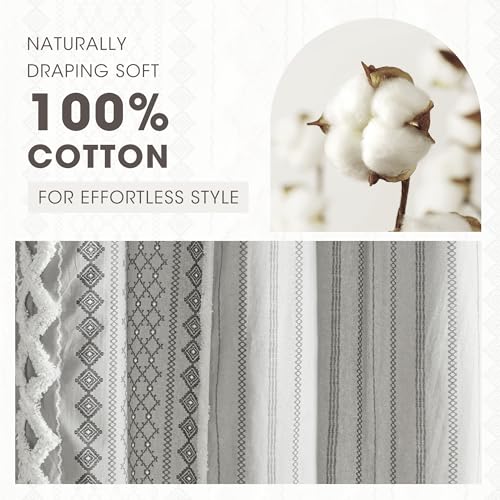 Image of INK+IVY Imani Tufted Chenille 100% Cotton Shower Curtains Machine Washable, Modern Home Bathroom Decor Bathtub Privacy Screen, 72 inch x 72 inch, Grey