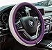 New Diamond Leather Steering Wheel Cover with Bling Bling Crystal Rhinestones, Universal Fit 15 Inch Car Wheel Protector for Women Girls Purple