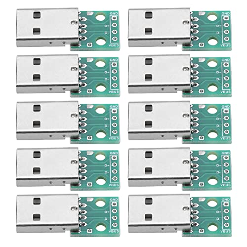 USB Type A to DIP Adapter Board, 10pcs Male Plug 4 Pin 2.54mm Pitch, DIY USB Power Supply, Breadboard Design