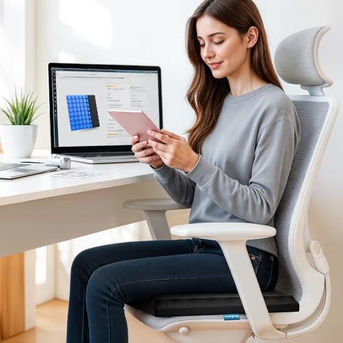 Image of ComfyHug Gel Seat Cushion - Grid Design for Tailbone, Sciatica & Hip Pain Relief | Soft, Pressure-Relieving & Cooling Support for Office Chair, Car, Home & Wheelchair Use (16x16, Black)