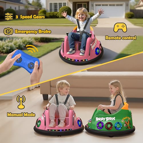 Image of ANPABO 12V Bumper Car for Toddler, w /Remote Control, 360 Spin, Pink