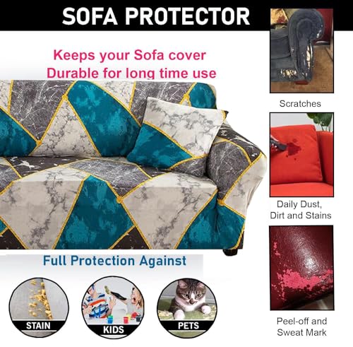 Image of 3 Seater Sofa Cover Fully 360* Covered Non-Slip Sticky Elastic Stretchable Sofa Set Slipcover Protector for Living Room, Dinning Room