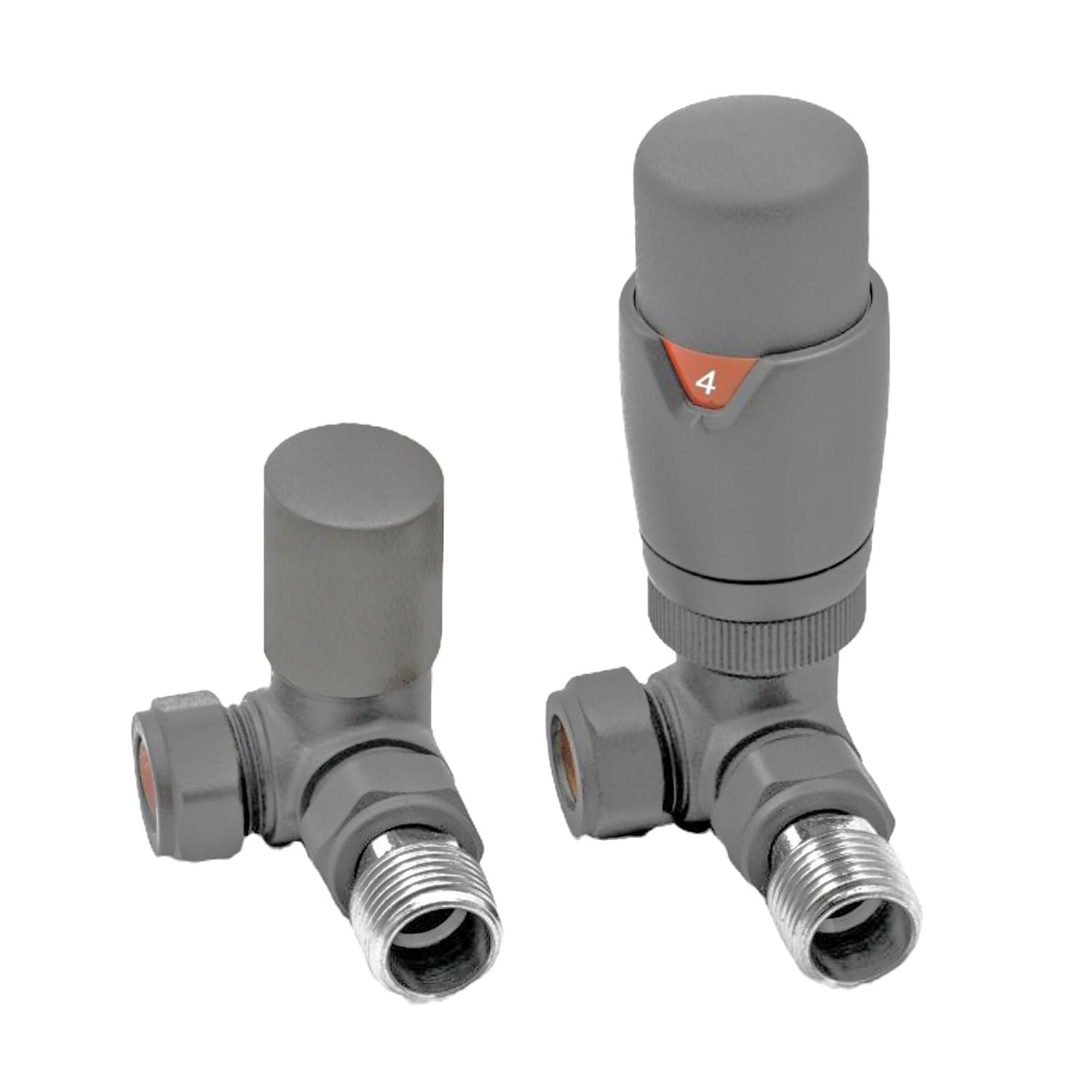 EcoSpa RAL7012 Corner TRV Thermostatic Radiator Valve Pack (Pair)