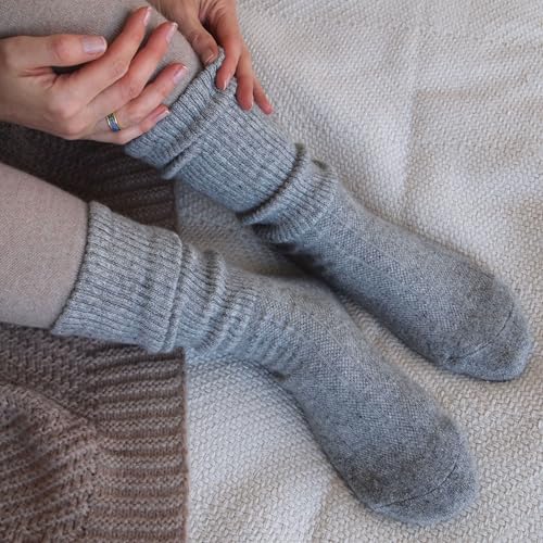 Image of 92% Merino Wool Socks Crew Cozy Heavyweight Home Travel Outdoor Super- Soft Socks, 100% Made in Mongolia