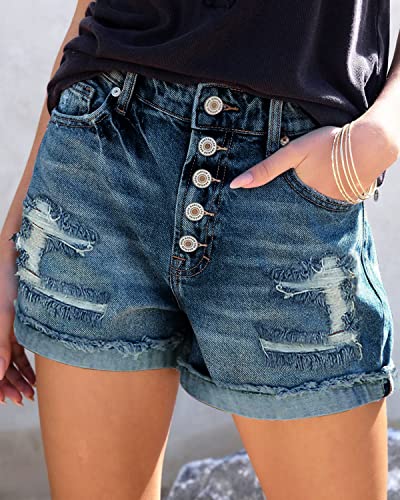 Image of CHICZONE Womens Mid-High Waisted Stretchy Denim Jean Shorts