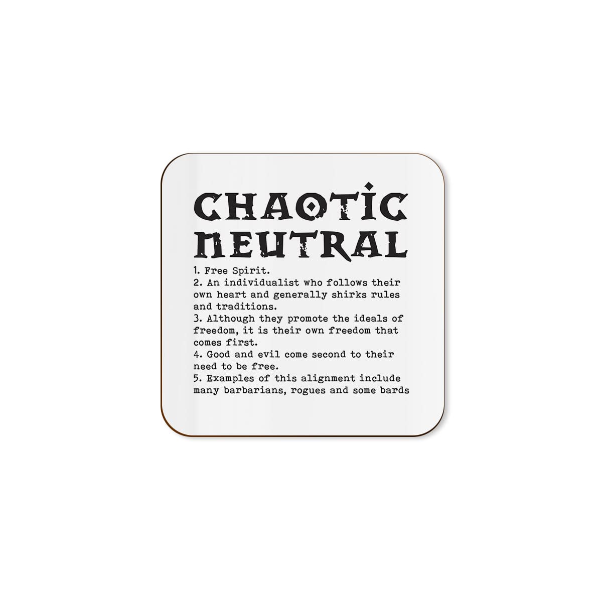 The Victorian Printing Co - Chaotic Neutral Definition - Gaming Single Coaster