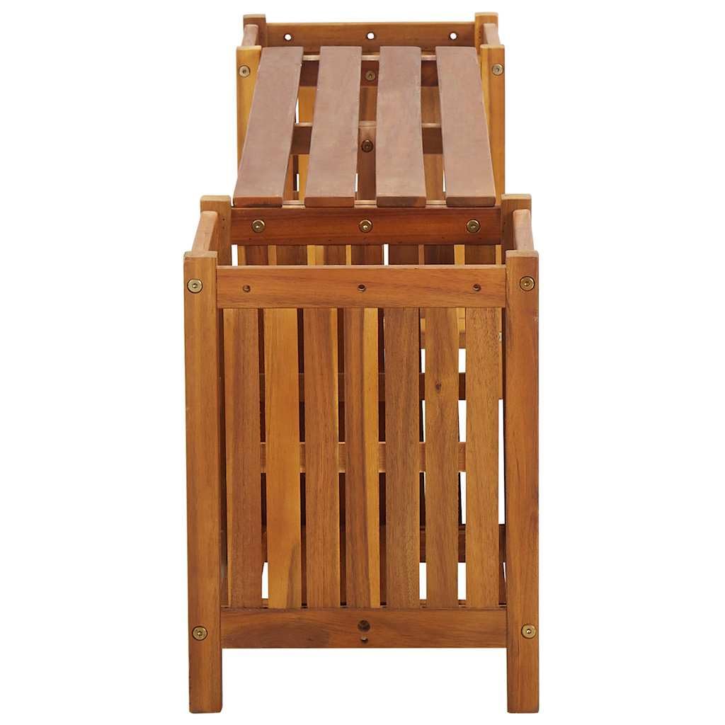 vidaXL Banc de Jardin avec 2 Jardinières Banc de Terrasse avec 2 Jardinières Banc de Patio Banc d'Extérieur 150x30x40 cm Bois d'Acacia Massif