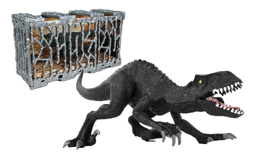 T-Rex mit Käfig - Kinder Spielzeug - Realistisch - Schwarz - 033068 - Kunststoff - Miniatur - Ab 3 Jahren