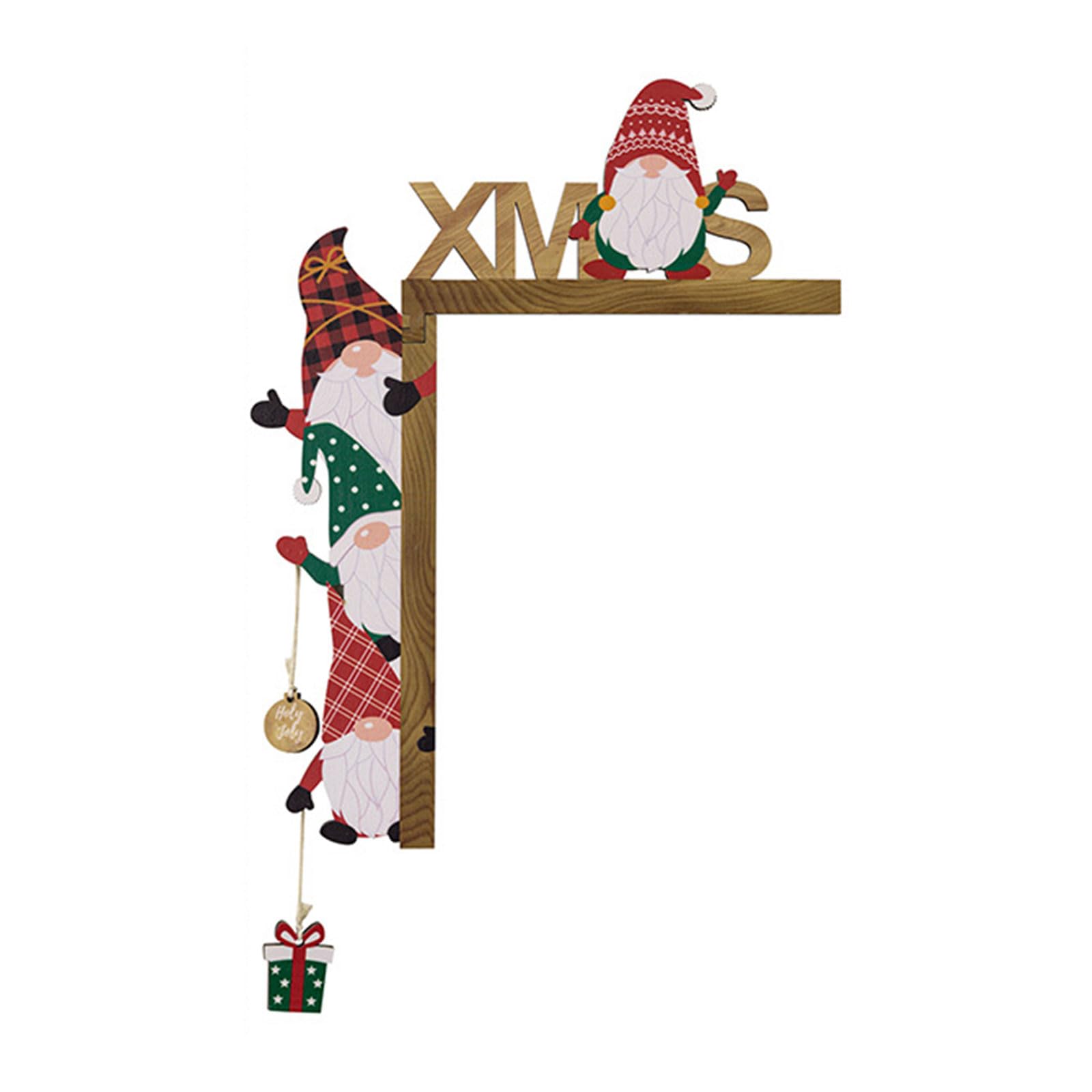 FeiYeup Festive Christmas Door Frame Decoration Santa and Reindeer Theme Wall Sign Wall Corner Signs Hanging Decorations
