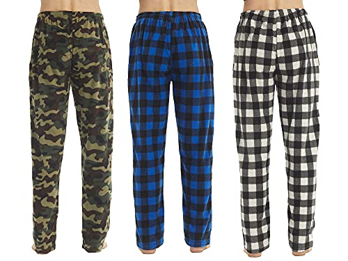 2-3 Pack Mens Pajama Pants Mens Fleece Plaid Lounge Pajama Bottoms Sleepwear Pjs with Pockets2