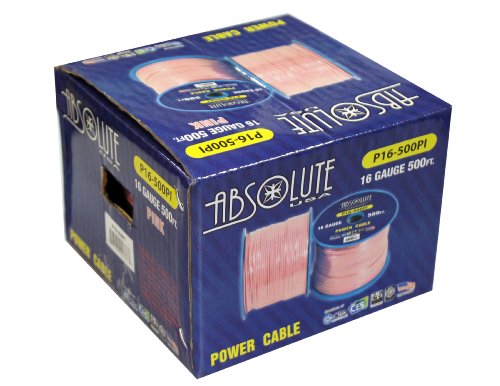 Absolute Usa P16-500Pi 16 Gauge 500-Feet Spool Primary Power Wire Cable (Pink) #TOP3