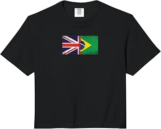 United Kingdom & Brazil Flags - British Brazilian Comfort Colors Crop Top