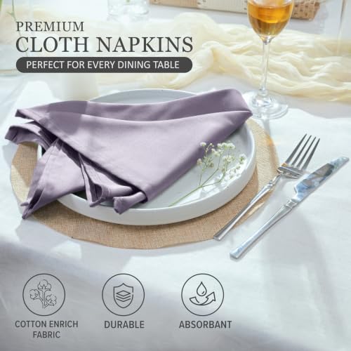 Image of Ruvanti Cloth Napkins Set of 4, Cotton Enrich 18 inchx18 inch - Coffee Grey