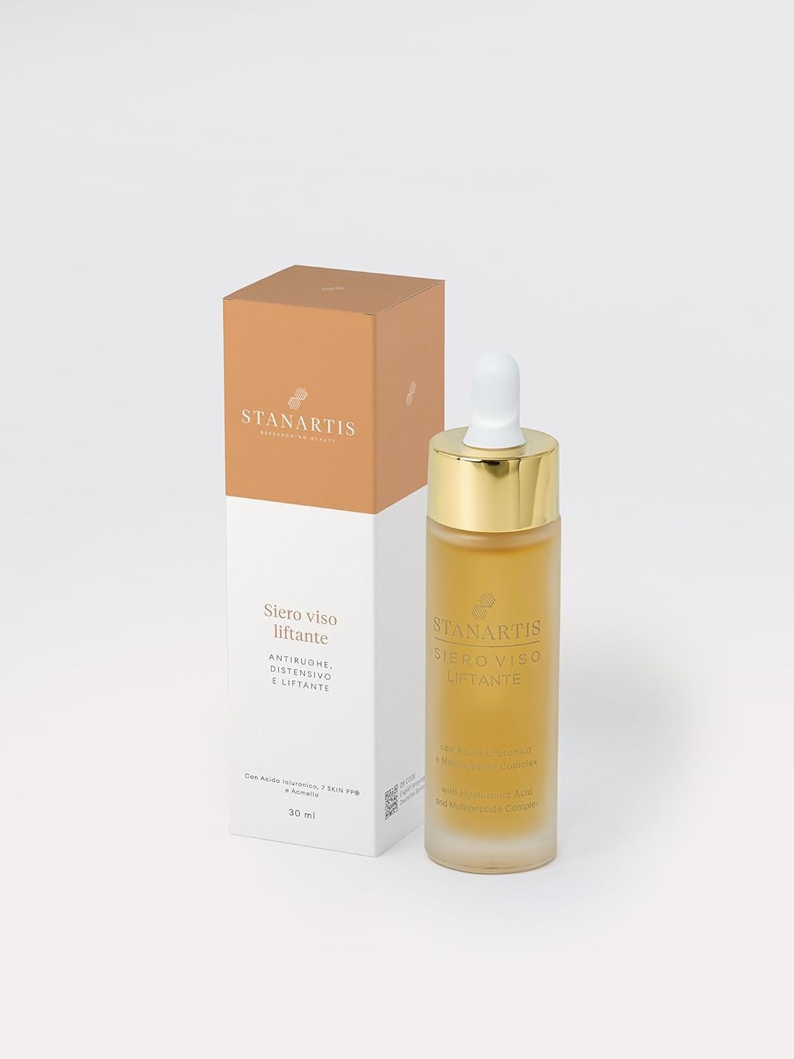Stanartis Siero Viso Liftante Antiage con 7 Peptidi e Acido Ialuronico – Idratante Rassodante Effetto Distensivo – 30ml