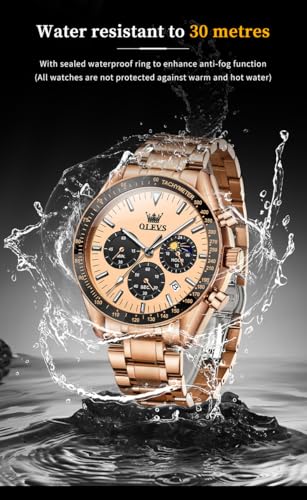 Image of OLEVS Mens Watches Luxury Diamond Calendar Stainless Steel Male Watches Business Dress Waterproof Luminous Fashion Watch for Men