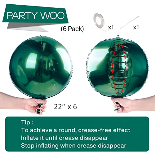 Image of PartyWoo Dark Green Foil Balloons 6pcs Large Round Giant Jumbo 4D Balloons