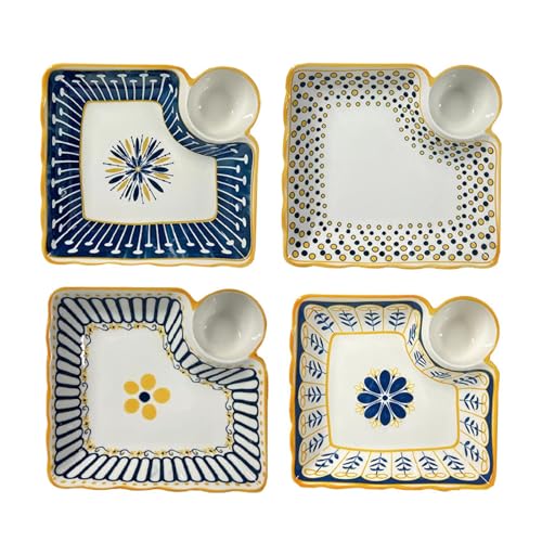 Set di 4 piatti da sushi giapponesi in ceramica con ciotole e piattini, piatto per gnocchi e piatti da insalata, piatti da portata divisi