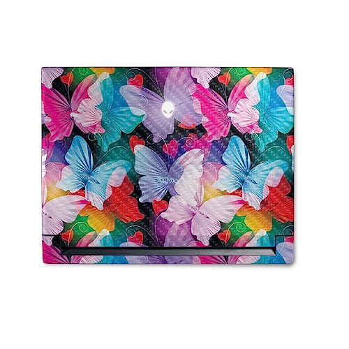 Image of MightySkins Carbon Fiber Skin Compatible with Alienware M18 R1 (2023) Full Wrap Kit - Prismatic Butterflies | Protective, Durable Textured Carbon Fiber Finish | Easy to Apply | Made in The USA