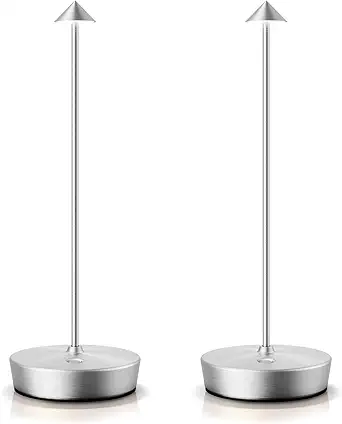 SAKRINGT 2 Pack Cordless Table Lamps Rechargeable, 6000mAh Battery Operated Waterproof Stepless Dimming Modern Portable LED Table Light for Restaurant Dining Patio Outdoor