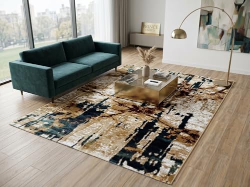 Image of Modern 4x6 Feet (120x180 CM) Silk Touch Carpet for Living Room | Washable Anti-Skid | Multicolor Lattice Pattern | Stain-Resistant Floor Rug for Drawing Room Hall