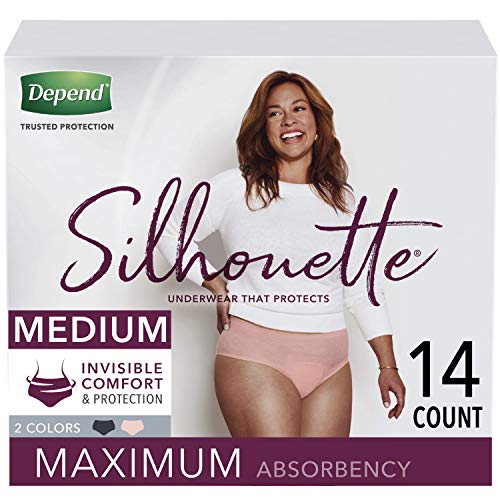 Depend Silhouette Incontinence Underwear for Women, Maximum Absorbency, Disposable, Medium, Pink & Black