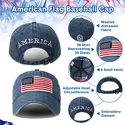 Image of Tarpop 6 Pcs American Flag Baseball Cap 250th Anniversary Tactical American Flag Hats Adjustable Washed Us Cap for Women Men