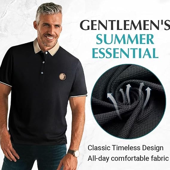 2PCS Men's Ice Silk Breathable Embroidered Polo, Gentclassic - Men's Breathable Ice-Silk Stretch Shirt (4XL,05)