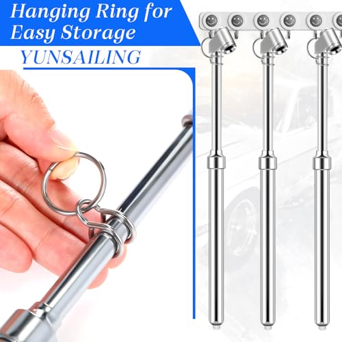 Image of Yunsailing 20 Pcs 10 Pcs Dual Head Tire Pressure Gauge Heavy Duty Truck Tires Air Pressures Gauges with Hook Range 10-150psi, 0.7-10.3bar for Semi Trucks Car Bus Rv Van (Silver)